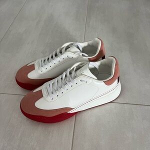 White and Red Low-Top Sneakers with Leather Upper
Only wore once. With dust bag.